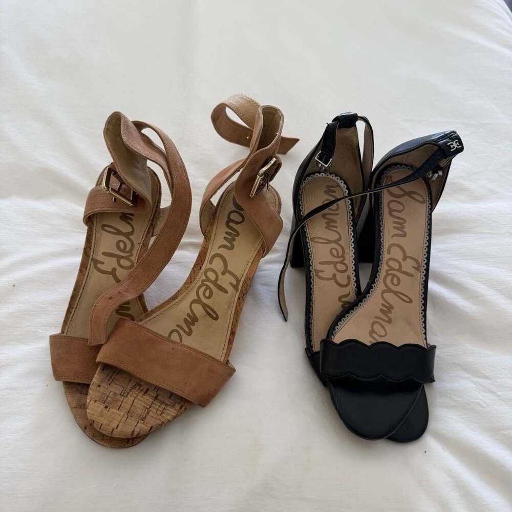 Sam Edelman 2 pairs (Brown Cork & Black Leather)